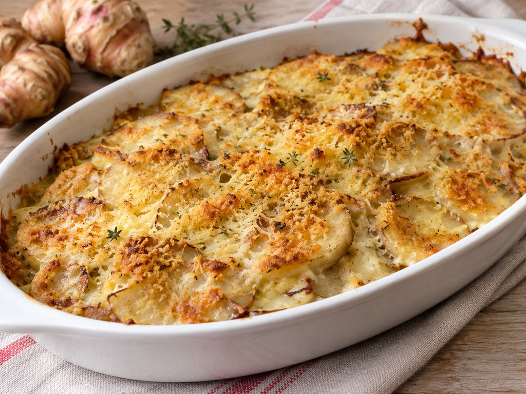 Topinambur gratinati al forno