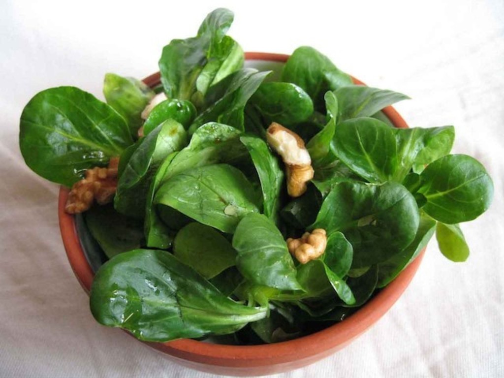 Insalata di soncino, uva e noci