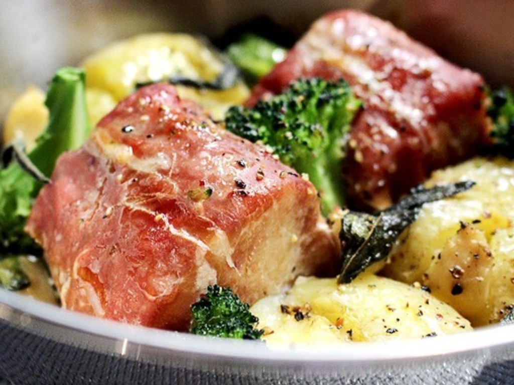 Baccalà col prosciutto crudo - Bacalhau com presunto