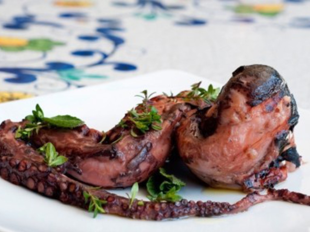 Polpo alla brace con olio al carbone e timo serpillo