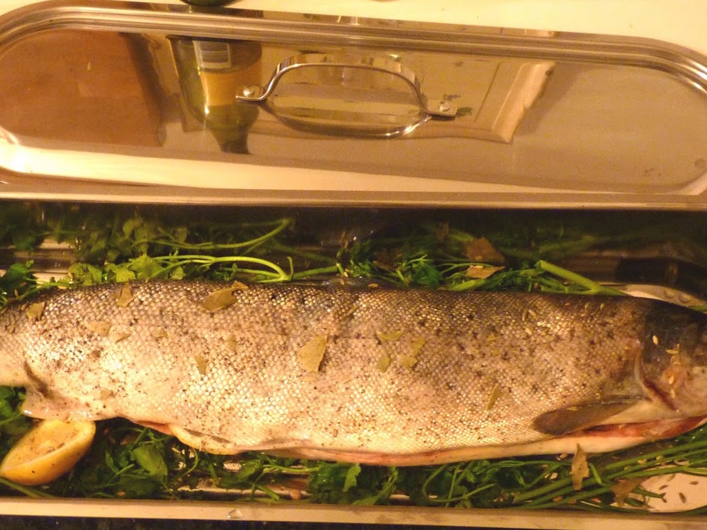 Salmone bollito - Poached salmon