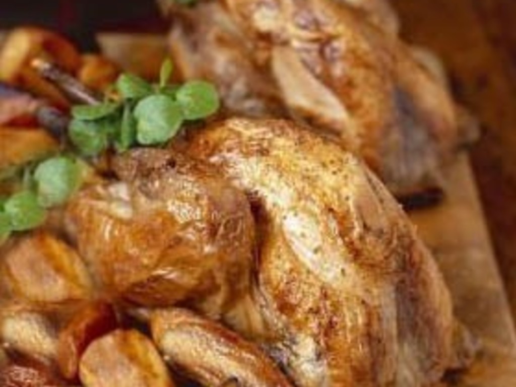 Faraone ripiene con patatine arrosto