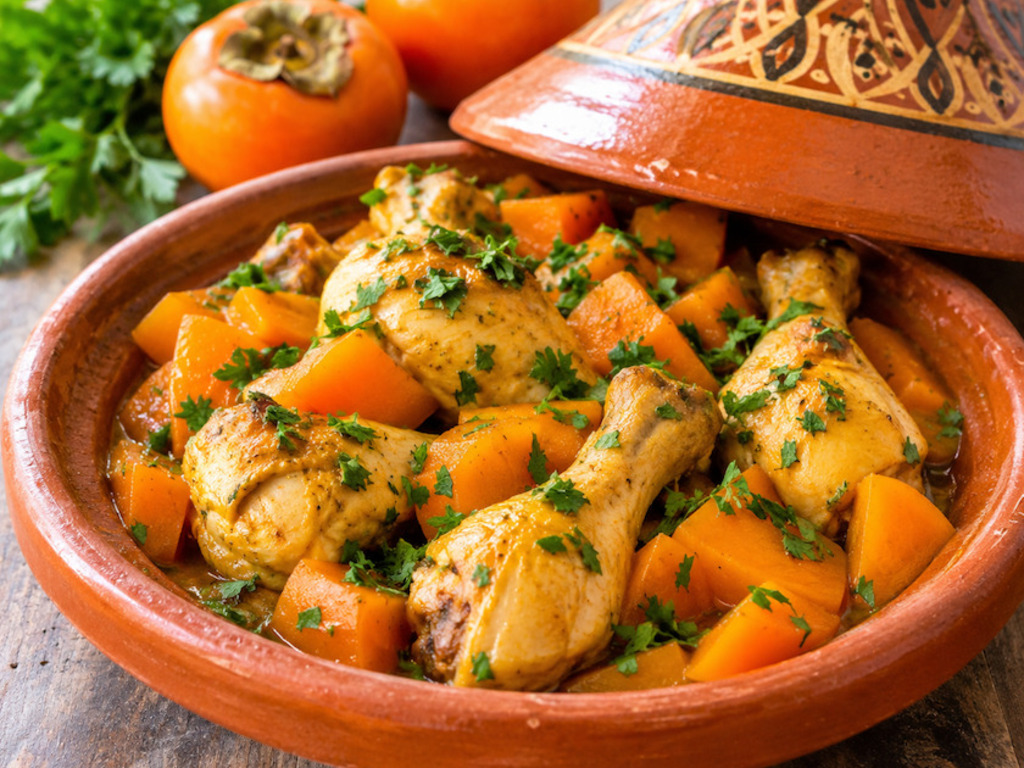 Tajine di pollo, mele cotogne e miele