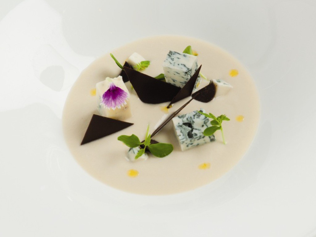 Crema di topinambur, cioccolato e gorgonzola