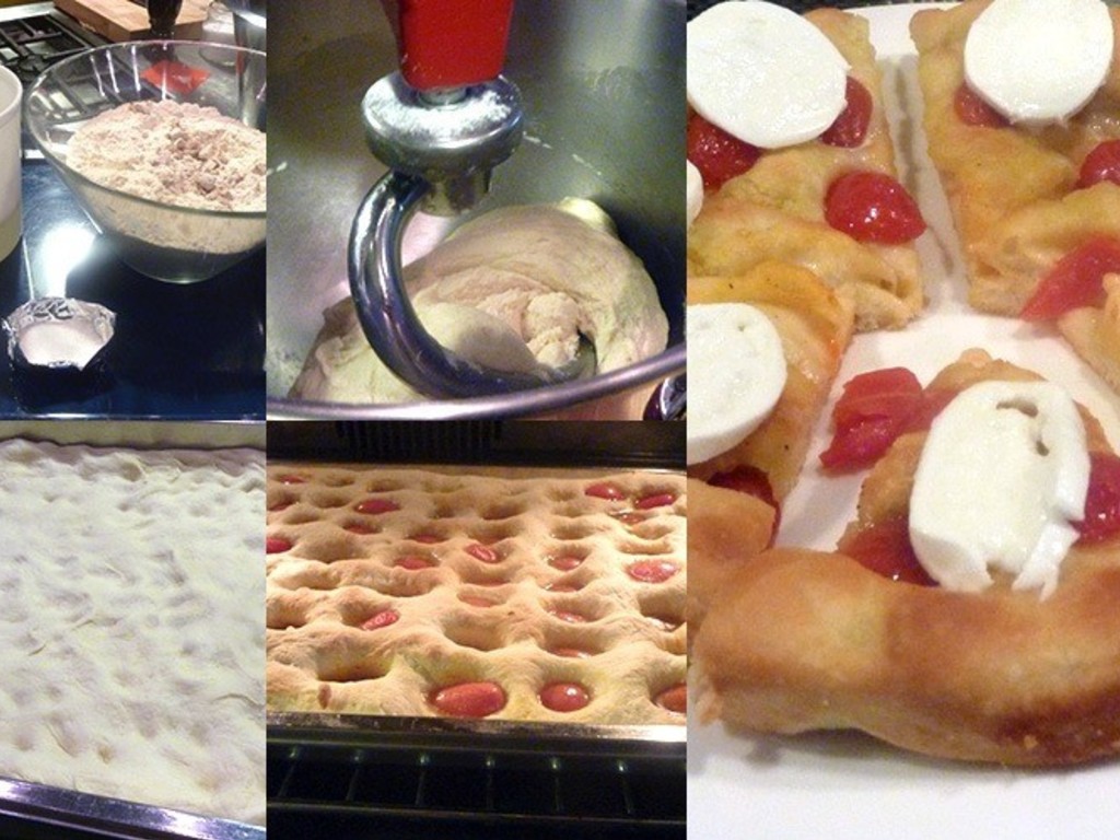 Focaccia di grano Khorasan Kamut ai pomodorini, origano e mozzarella di bufala