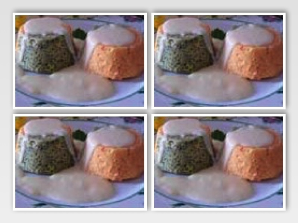 Sformatini bicolori di carote e spinaci con crema di formaggio