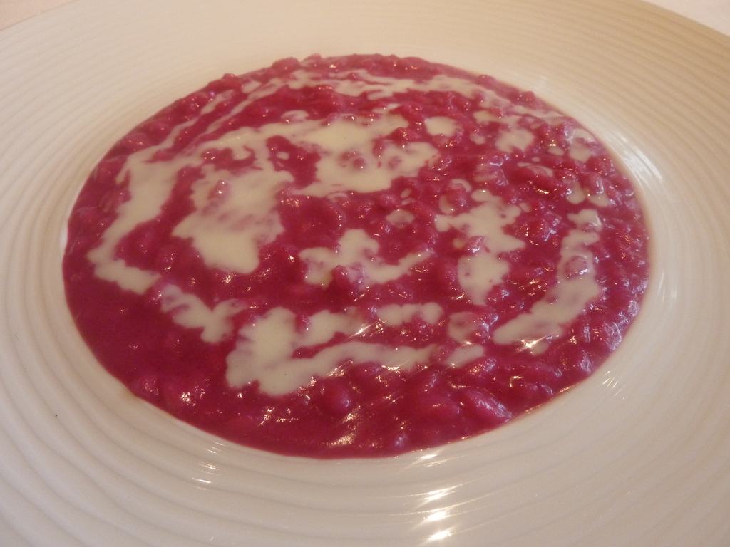 Risotto con barbabietola e gorgonzola