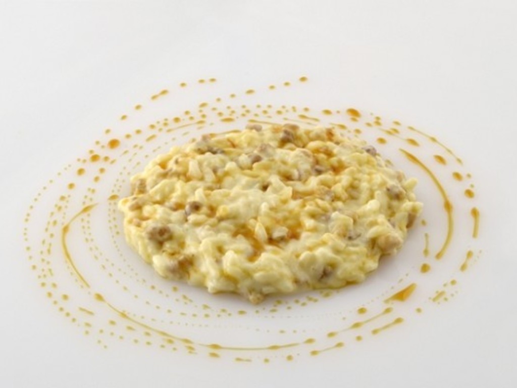 Risotto mantecato al rafano e Castelmagno con riduzione di miele ed aceto