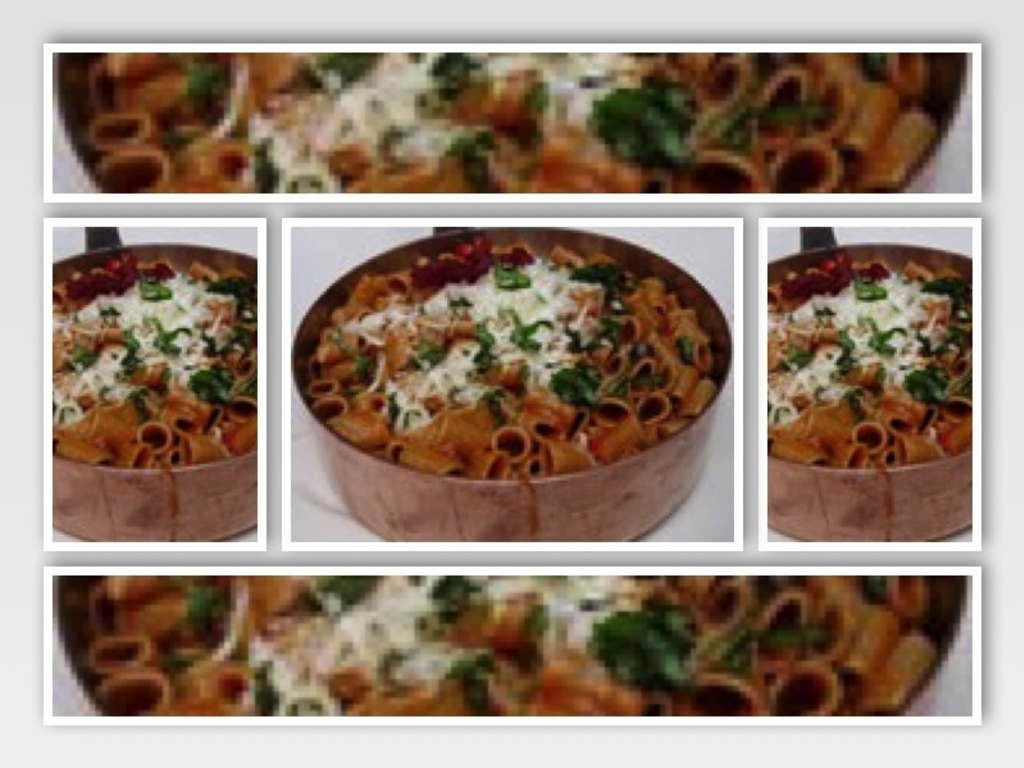 Mezzi rigatoni di farro, pomodoro, basilico e pecorino