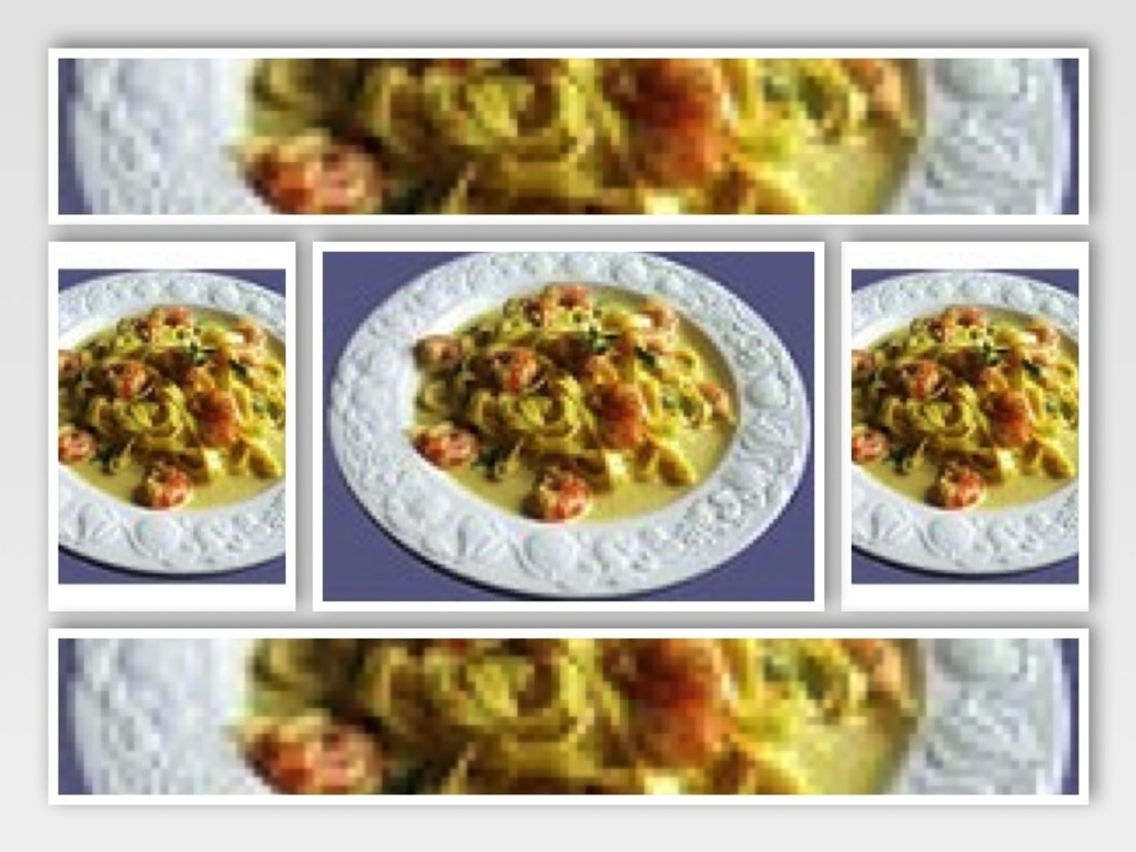 Tagliatelle al curry e scampi