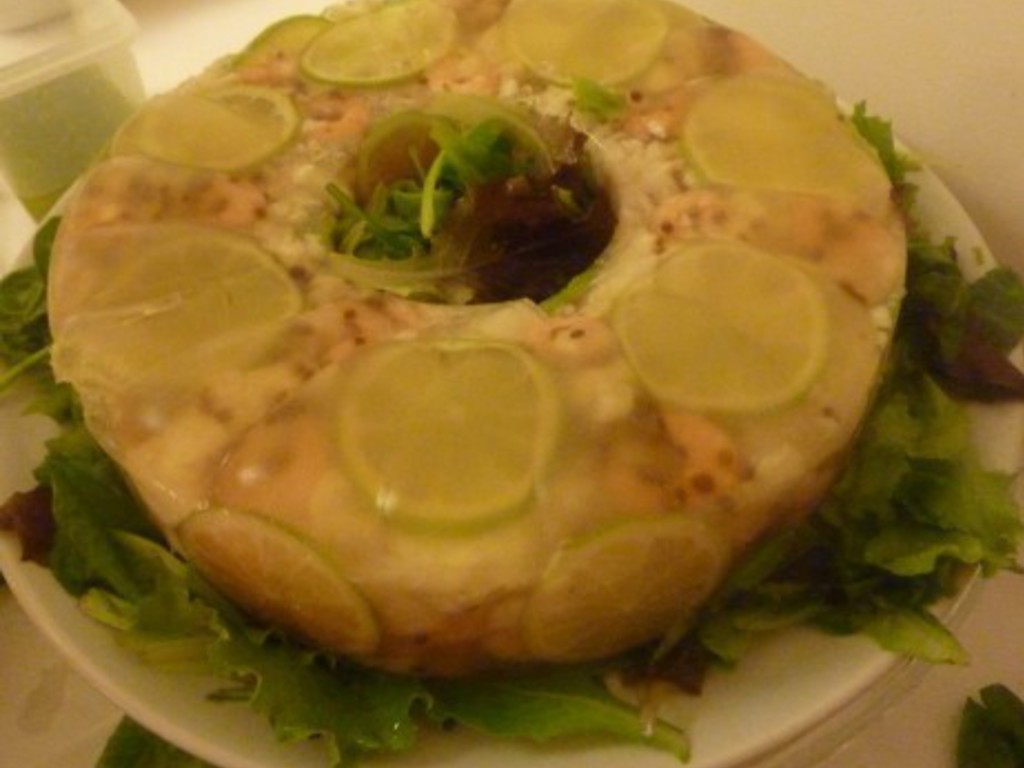 Aspic di coda di rospo e mazzancolle