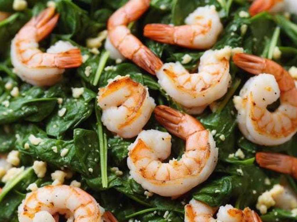 Crostacei marinati su letto di spinaci
