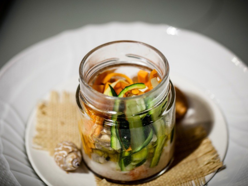 Insalata tiepida di mare "Trasparenza d' aMare" cotta in barattolo di vetro