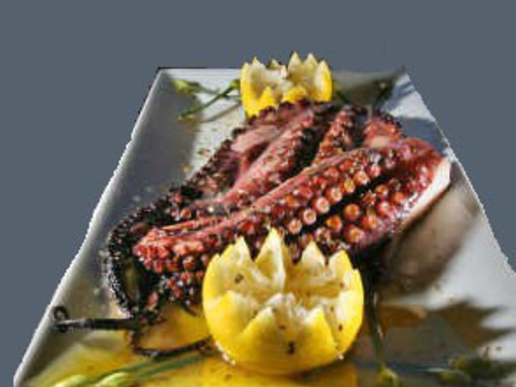 Polpo grigliato con salsa di limone - Octopodi tis latholemono