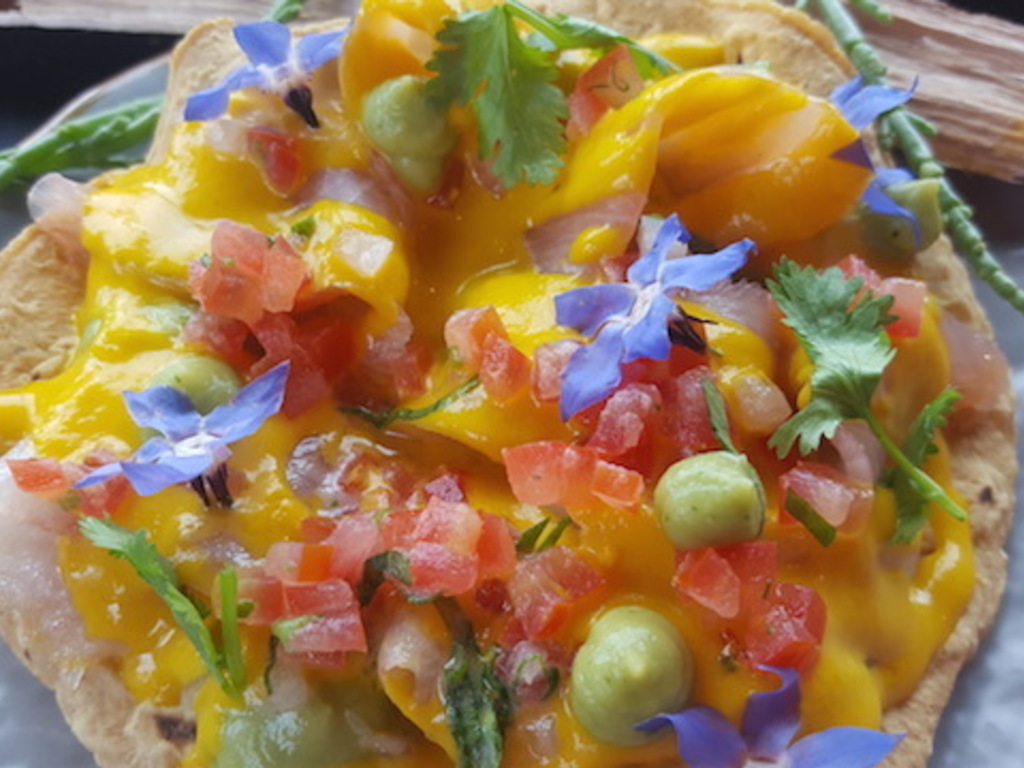 Ceviche di ricciola  con salsa all’aji amarillo su una tostada