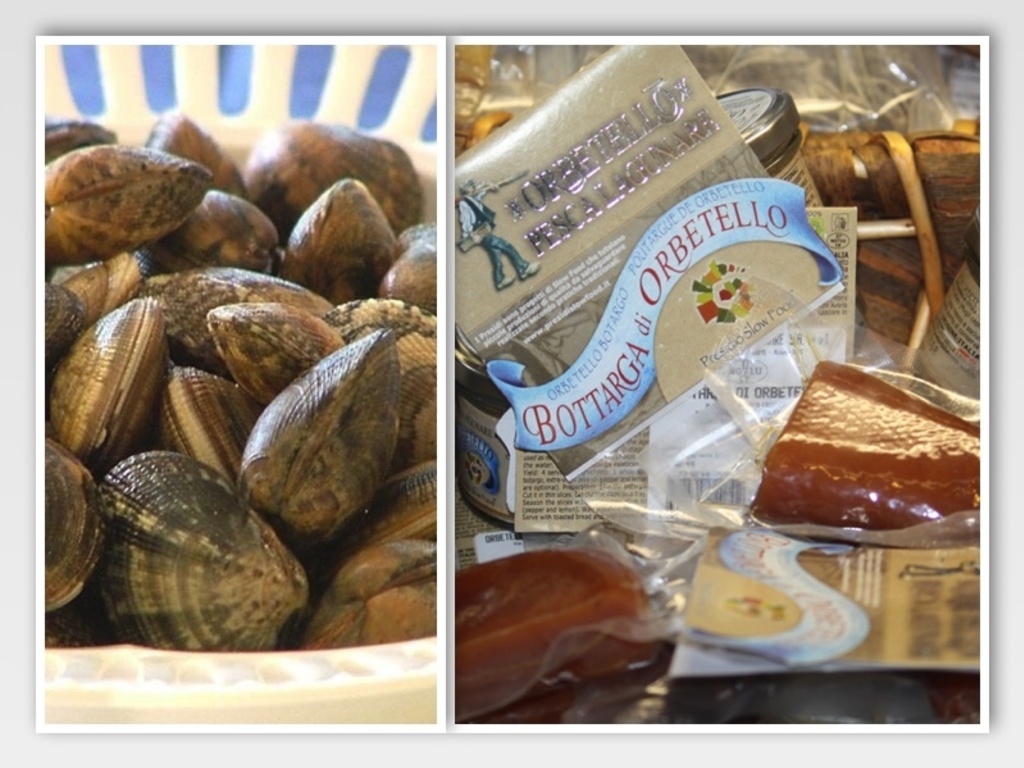 Bruschetta con vongole veraci e bottarga di Orbetello