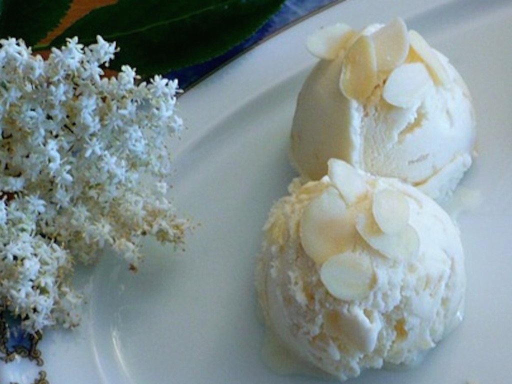 Gelato alla crema e sciroppo di fiori di sambuco
