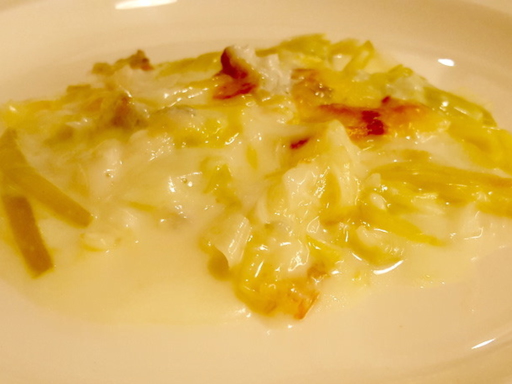 Gratin di porri e gorgonzola