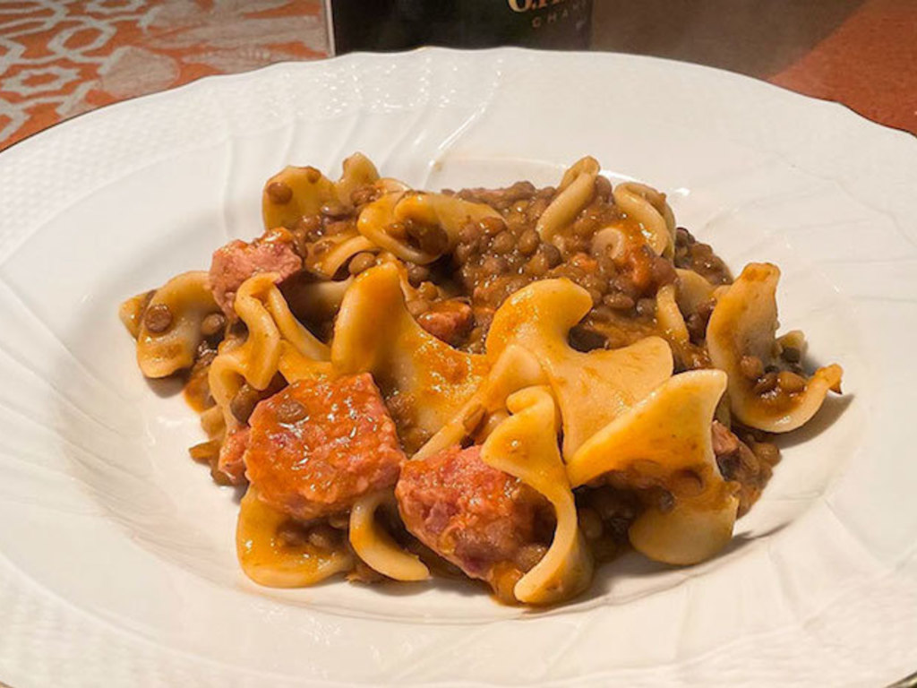 Trucioletti Latini con ragù di lenticchie e cotechino