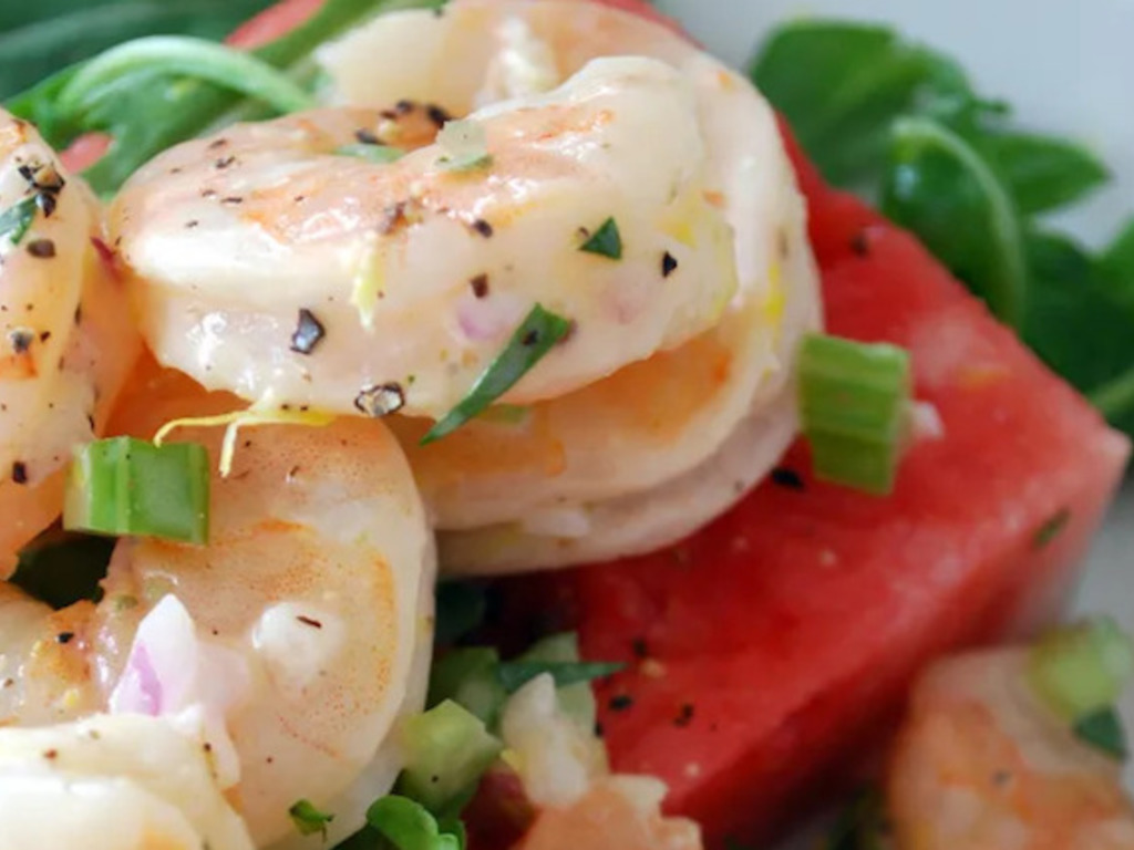 Anguria e Gamberi in insalata