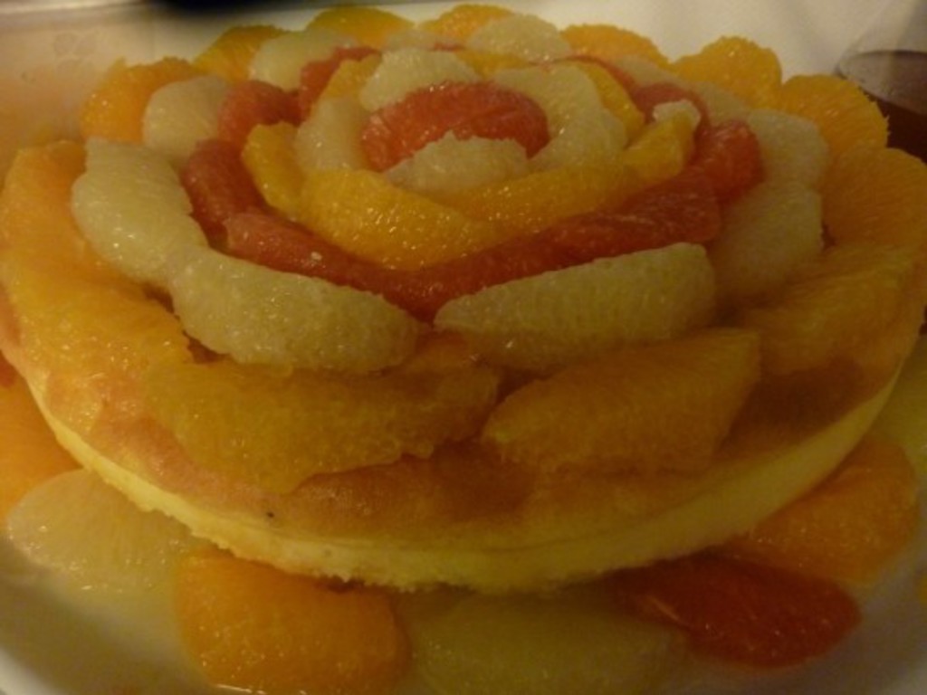 Spuma d'arancia con salsa all' arancia e rhum