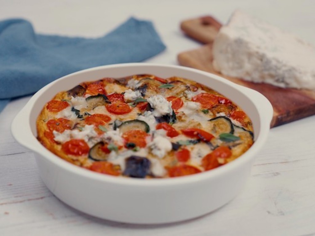 Clafoutis salato al Gorgonzola Dop e verdure miste
